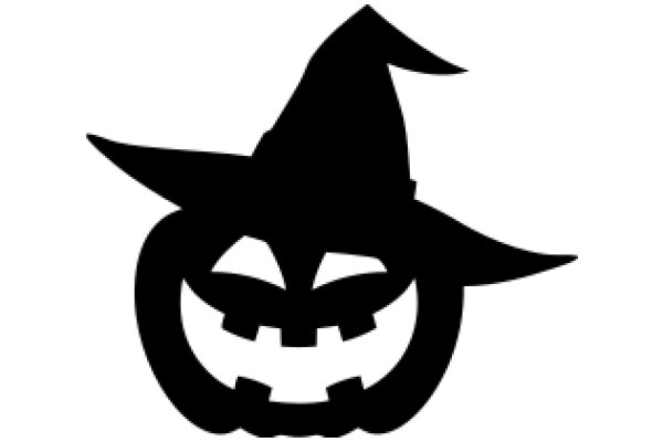 Silhouette of a Witch's Hat with a Smiling Pumpkin Face