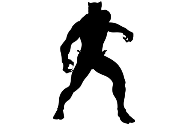 Silhouette of a Muscular Figure in a Stylized Fighting Pose