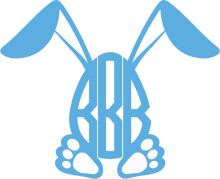 Stylized Blue Bunny Logo with Paw Prints