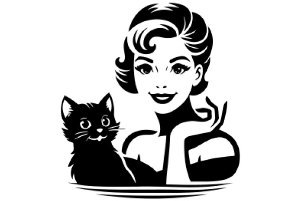 A Classic Illustration of a Woman and Her Cat