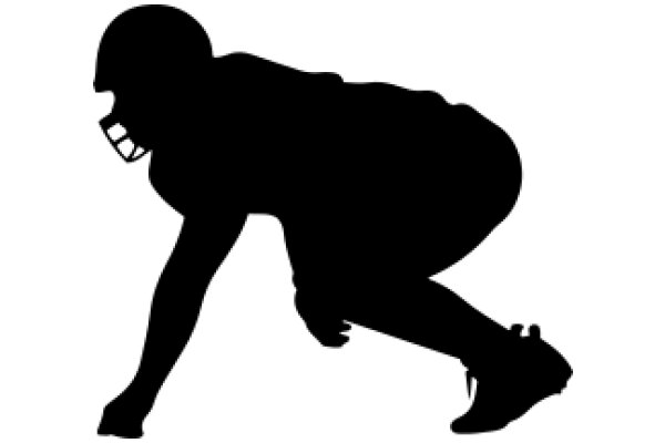 Silhouette of a Football Player in a Crouched Position