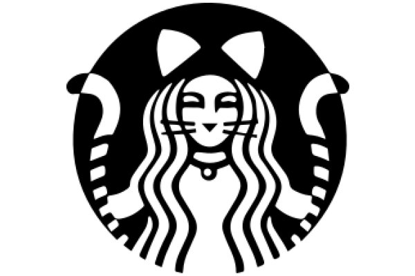 Stylized Starbucks Logo with a Cat's Face