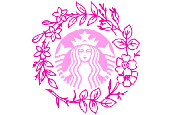 Stylish Pink Floral Wreath with Starbucks Logo