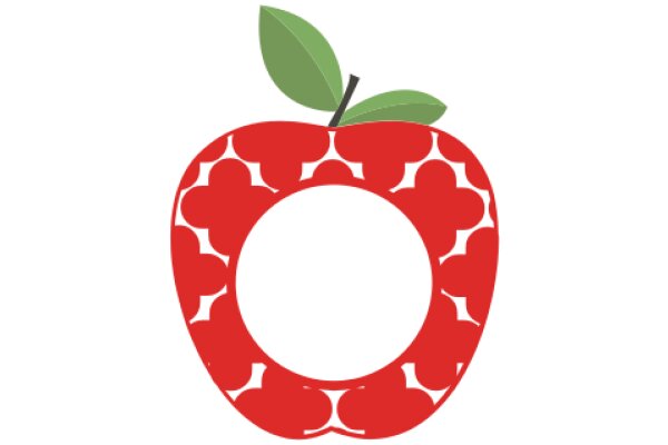 Vibrant Red Apple with a Green Leaf, Styled as a Letter 'O'