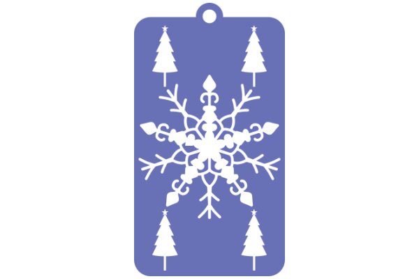 Stylized Snowflake and Christmas Tree Decorations on a Purple Background