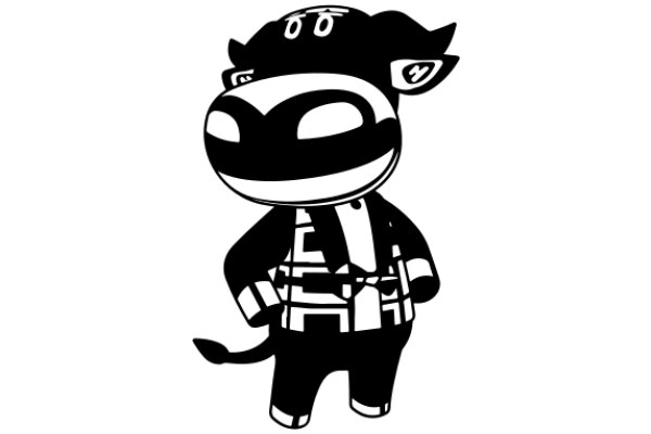 A Stylish Illustration of a Cow with a Unique Hat and Tie