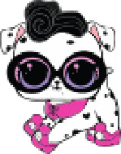 Adorable Cartoon Dog with Pink Sunglasses and Bow Tie