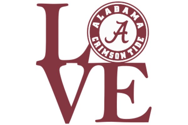 Alabama Crimson Tide Logo with the Word 'Love' in Large Letters