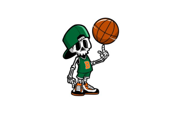 Skeletal Basketball Player with a Ball and a Cap