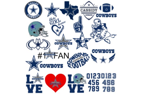 Cowboys Fan Collection: A Collage of Dallas Cowboys Logos, Symbols, and Emojis