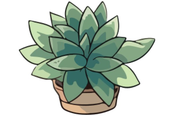 A Digital Illustration of a Green Succulent Plant in a Brown Pot