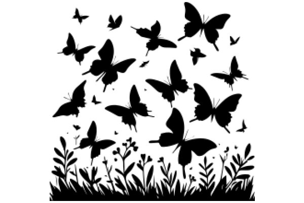 Silhouette of Nature's Beauty: A Collection of Butterflies and Flowers