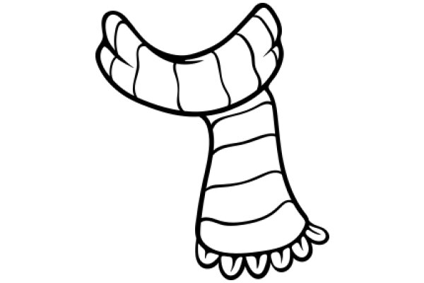 A Whimsical Line Drawing of a Scarf with a Smiling Face