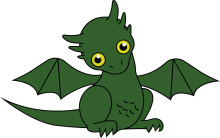 A Friendly Green Dragon with Wide Eyes