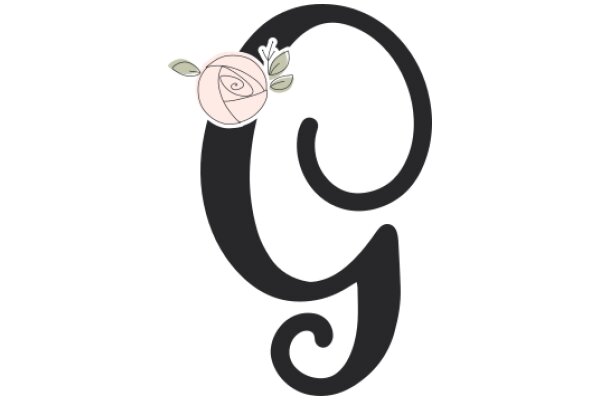 Stylized Letter 'G' with a Rose and Leaves