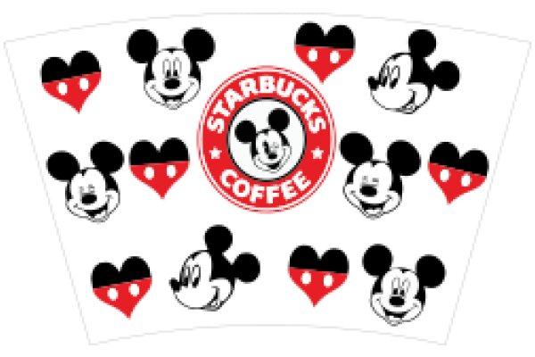 A Collection of Starbucks Coffee Logos and Mickey Mouse Hearts