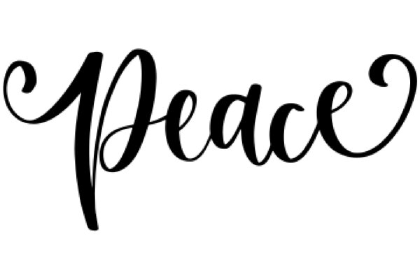 Stylish Black Calligraphy of the Word 'Peace' on a White Background