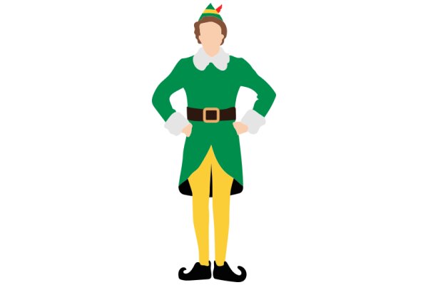 A Festive Elf in a Classic Green Coat and Yellow Pants