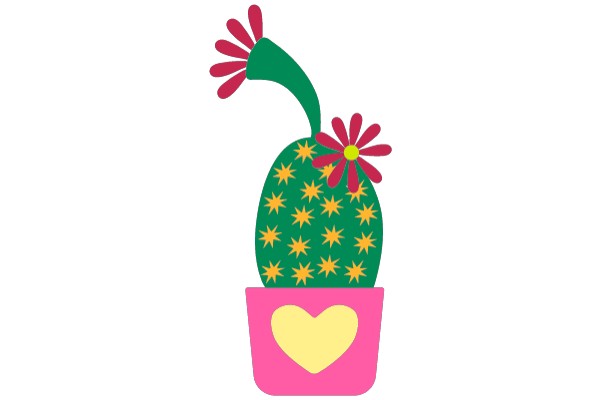 Vibrant Cactus with a Heart: A Symbol of Love and Nature