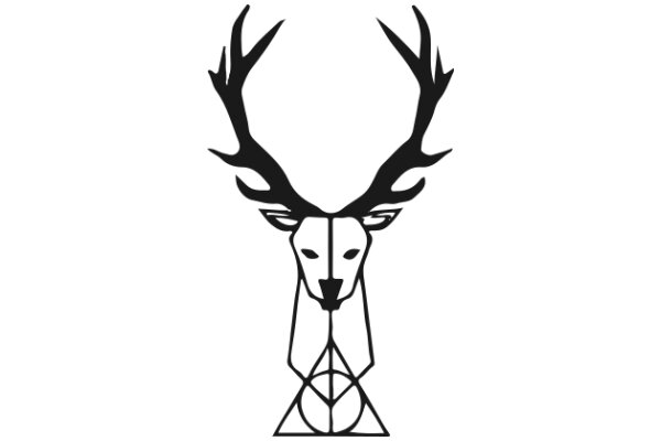 Stylized Deer Head with Antlers and a Symbolic Design