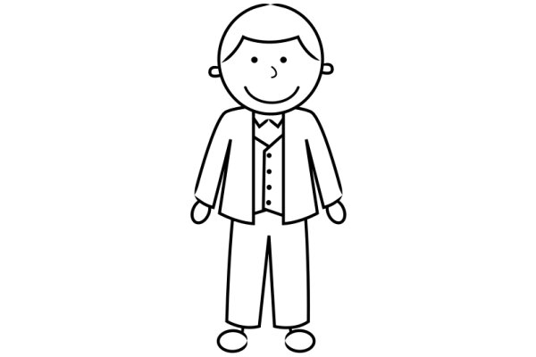 A Simple Line Drawing of a Smiling Man in a Suit