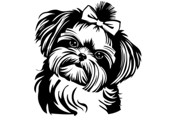 Stylish Shaggy Dog with a Bow: A Illustration