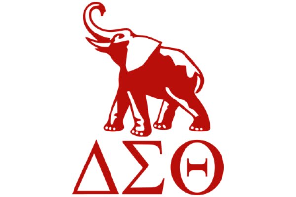 Elegant Red Elephant Logo with Greek Symbols