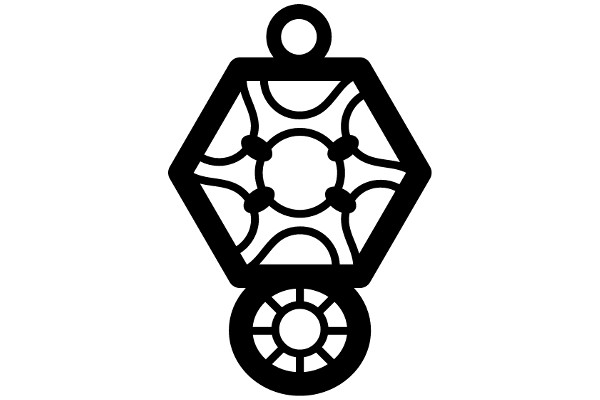 Stylized Icon of a Bicycle with a Chain and Wheel