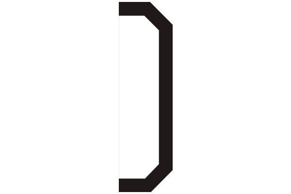 Stylized Black Letter 'D' on a White Background