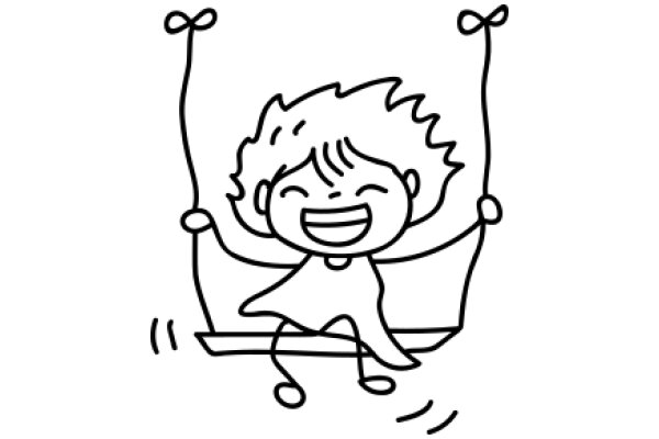 A Joyful Moment: A Cartoon Character Swinging on a Swing