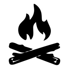 Silhouette of a Fire and Logs on a White Background