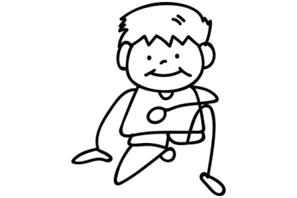 A Simple Line Drawing of a Boy