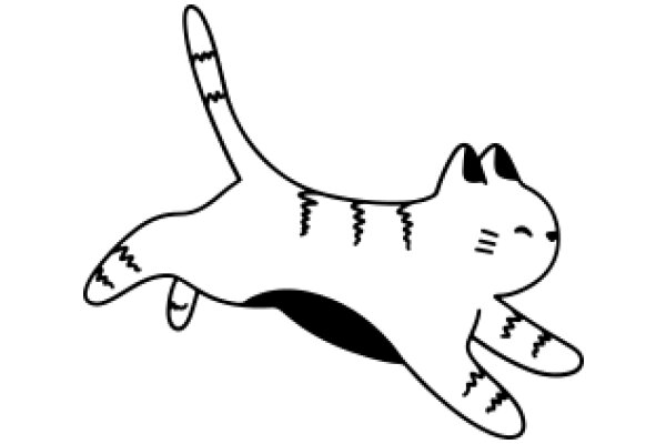 A Whimsical Cartoon of a Cat in Mid-Air