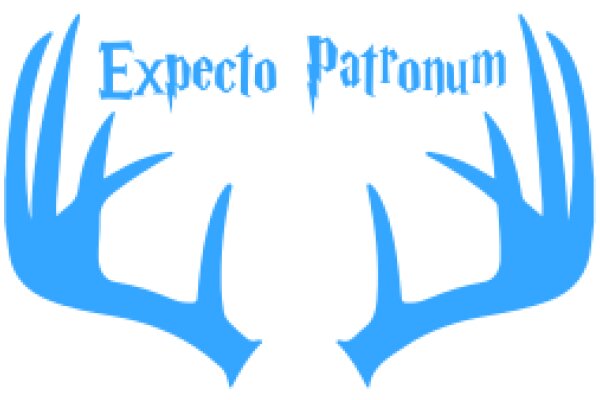 Stylized Blue Deer Antlers with the Words 'Expecto Pattonum' Superimposed