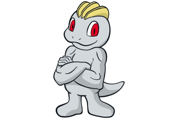 Cute Cartoon Character: A Friendly Gray Creature with a Blonde Hair Top Knot