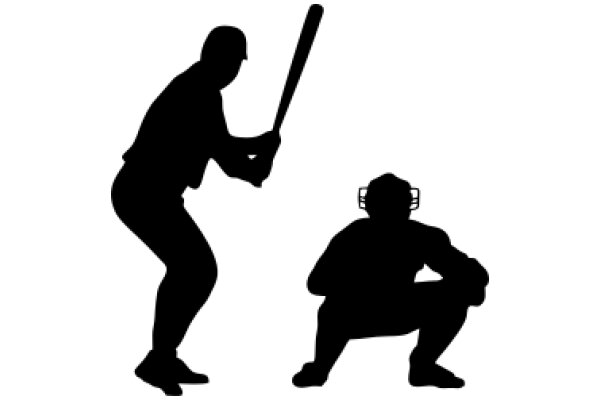 Silhouette of a Baseball Player and Catcher