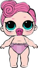 Adorable Pink-Haired Cartoon Character in a Pink Swimsuit