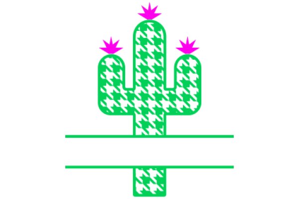 Vibrant Cactus Design with Pink Stars and Green Stripe