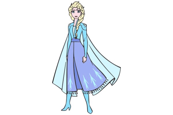 Stylish Animation: A Princess in a Blue Dress