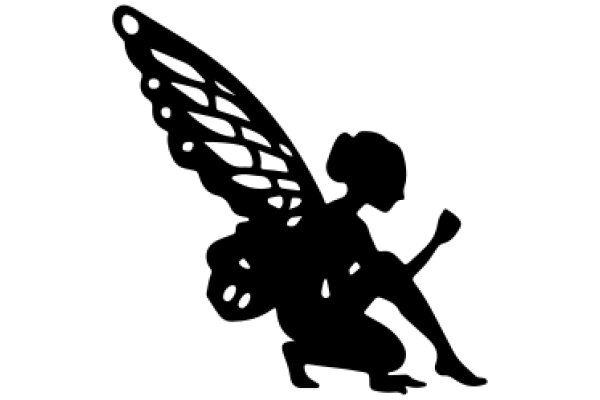 Silhouette of a Fairy with a Butterfly Wing