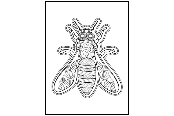 Stylized Illustration of a Dragonfly with a Detailed Design