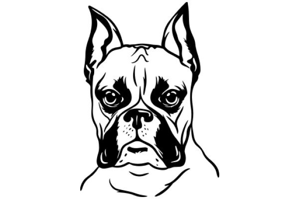 Stylized Illustration of a French Bulldog's Face