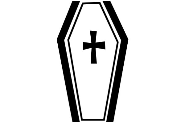 Monochrome Tombstone Design with Cross Symbol