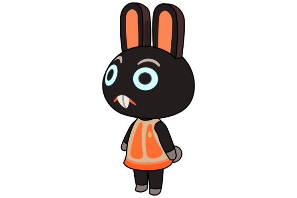 An Adorable Cartoon Bunny with a Vibrant Orange Vest