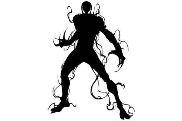 Silhouette of a Monsterous Figure with Spikes and Claws