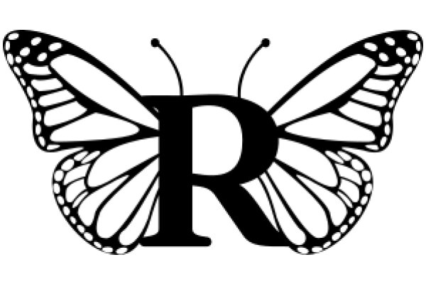 Stylized Letter R Inside a Butterfly Silhouette