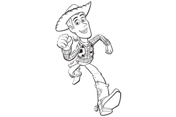 A Cartoon Cowboy in a White Background