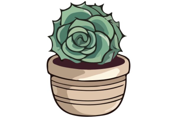 A Cute Illustration of a Potted Plant with a Spiky Flower