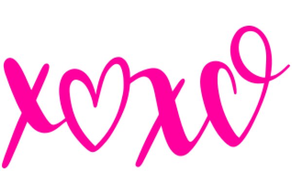 Stylized Pink XOXO Text with Heart Design