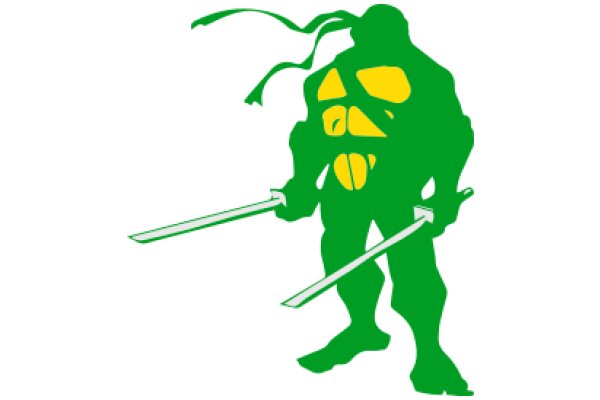 The Silhouette of a Hero: A Green Ninja with Swords